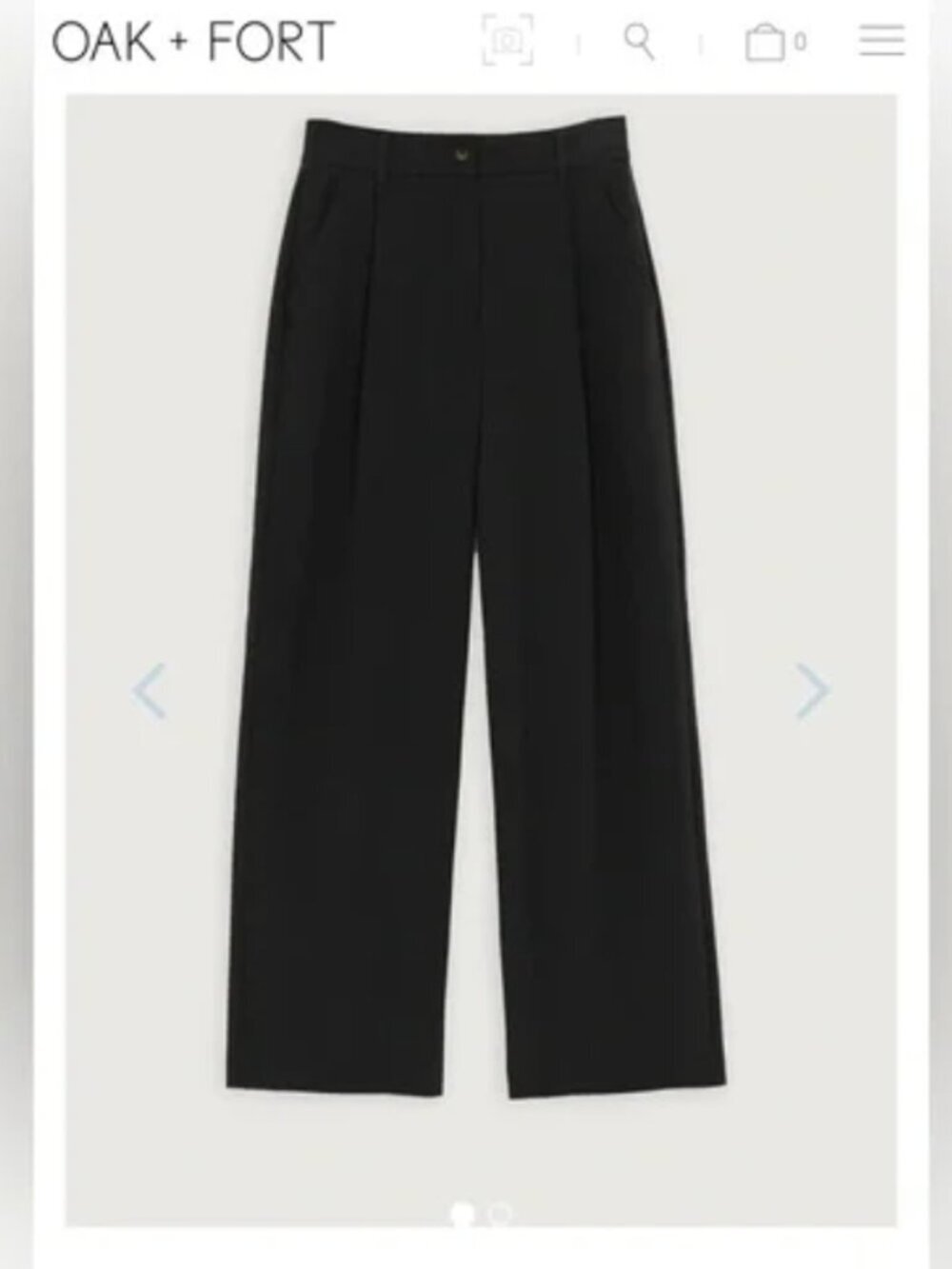 OAK + FORT Black Wide-Leg Pleated Trousers